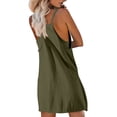 thumbnail image 3 of LOVZFMLL Robe d'Été pour Femme à Bretelles Spaghetti, Boutonnée à l'Avant, Mini Robe Décontractée Ample à Encolure en U, Robe Débardeur Droite avec Poches, Vert Armée, TG, 3 of 5