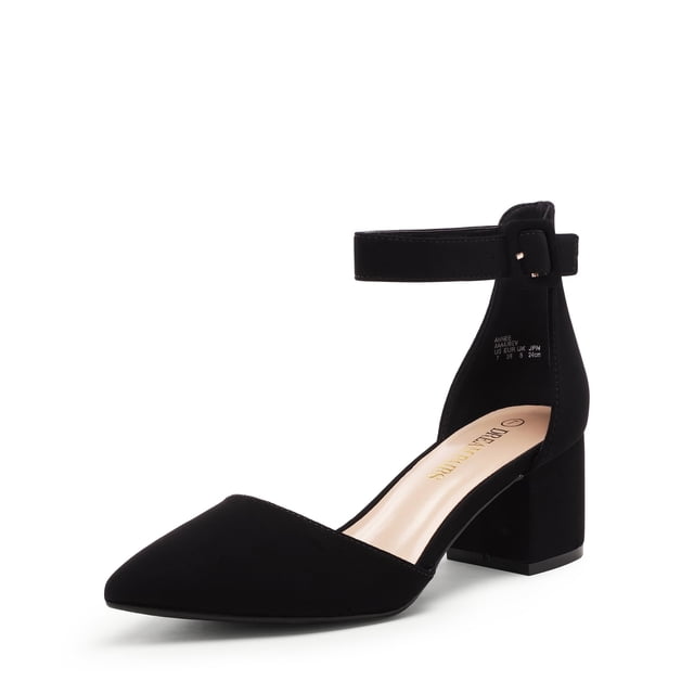 DREAM PAIRS Escarpins à Talon Bas pour Femmes, Noir/nubuck - 8 (Annee)