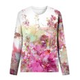 thumbnail image 5 of IROINID en Solde T-Shirt à Manches Longues en Polyester pour Femmes Confortable Dames Col Rond Hauts Amples T-Shirts Imprimés Blouse,Pink, 5 of 5