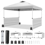 Ktaxon 10x10 Ez Pop Up Canopy Tent, Outdoor Sun Shade Shelter, Outtoor Gazebo, One Push Setup avec 2 Demi-murs latéraux,1 Sac à roulettes,4 Sacs à sable,UPF50+ - blanc