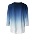 thumbnail image 5 of Pompotops Femmes Mode Col Rond Imprimé Dégradé Manches Trois-Quarts Hauts Blouse Chemise en Solde, 5 of 5