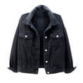 thumbnail image 1 of Pompotops Veste en Denim Unie à Manches Longues pour Femmes, Printemps et Chaude, Liquidation, 1 of 4