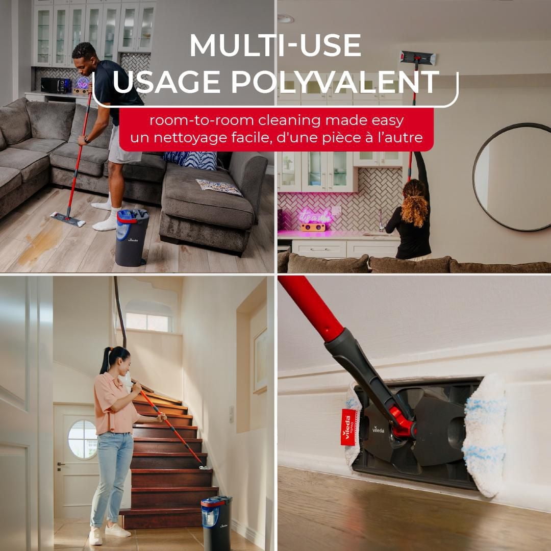 H2prO Système de vadrouille à plat pour nettoyage des planchers multisurfaces