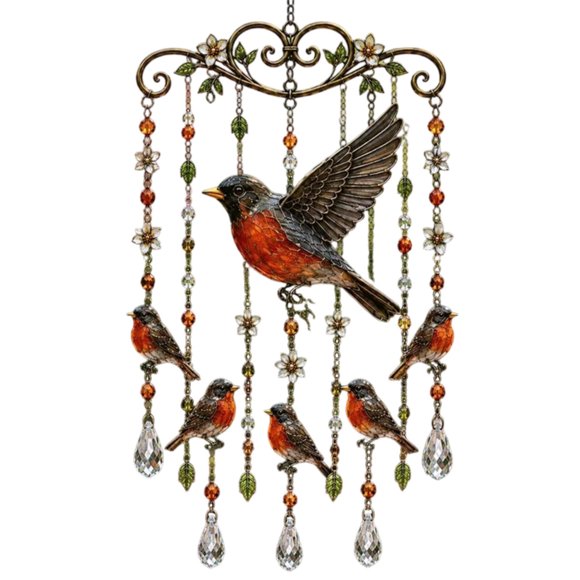 Cmunyle Bird Wind Chime 13.78 by 7.87 Inch Hanging Pendant with Bead Accent for Garden Patio Window Wall Outdoor Decor