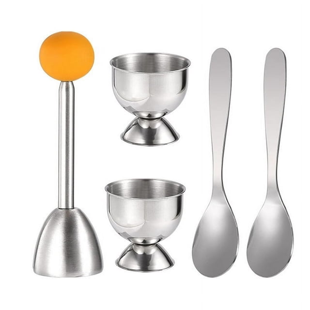 HBFAGFB Egg Topper Set: 2 Egg Cups, 2 Spoons, 1 Cutter for Soft Hard Boiled Eggs