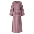 thumbnail image 5 of PEZHADA Robes pour Femmes Femmes Mode Été Décontracté Manches 3/4 Col en V Uni Ample Maxi Chemises Robes Rouge, 5 of 5