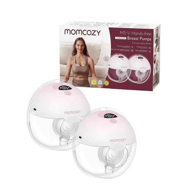 Momcozy M5 Pompe à sein électrique double portable, pompe électrique portable, bride double scellée, 3 Modes & 9 Niveaux, 24mm