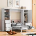 thumbnail image 1 of Queen Size Murphy Bed Wall Bed with Integrated Storage MDF+LVL, White color, 1 of 11