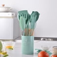 thumbnail image 1 of Wooden Handle Silicone Kitchenware Set 12 Piece Round Barrel Set Non Stick Pot Cooking Spoon Kitchen Tools, 1 of 1
