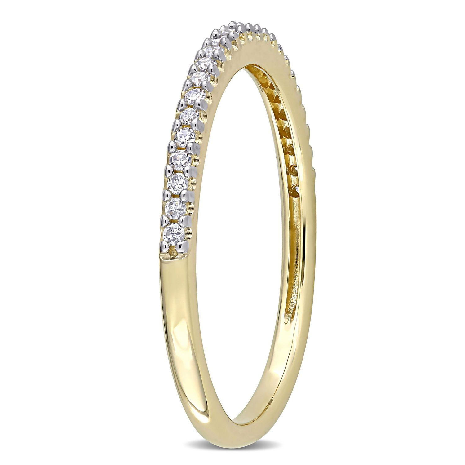 Miabella Bande de mariage en or jaune 14K avec diamant 1/8 carat P.T.