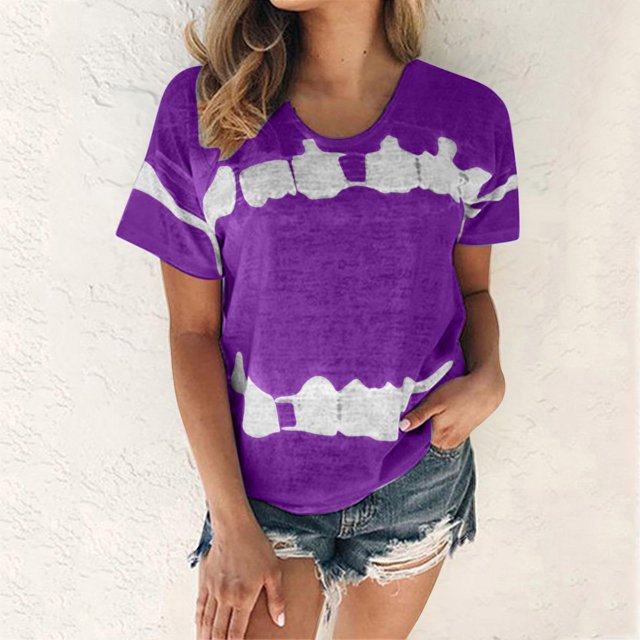 Wolfast T-Shirts pour Femmes Mode Femmes Mode T-Shirt Imprimé Manches Courtes Blouse Col Rond Hauts Décontractés Manches Courtes Blouses pour Femmes