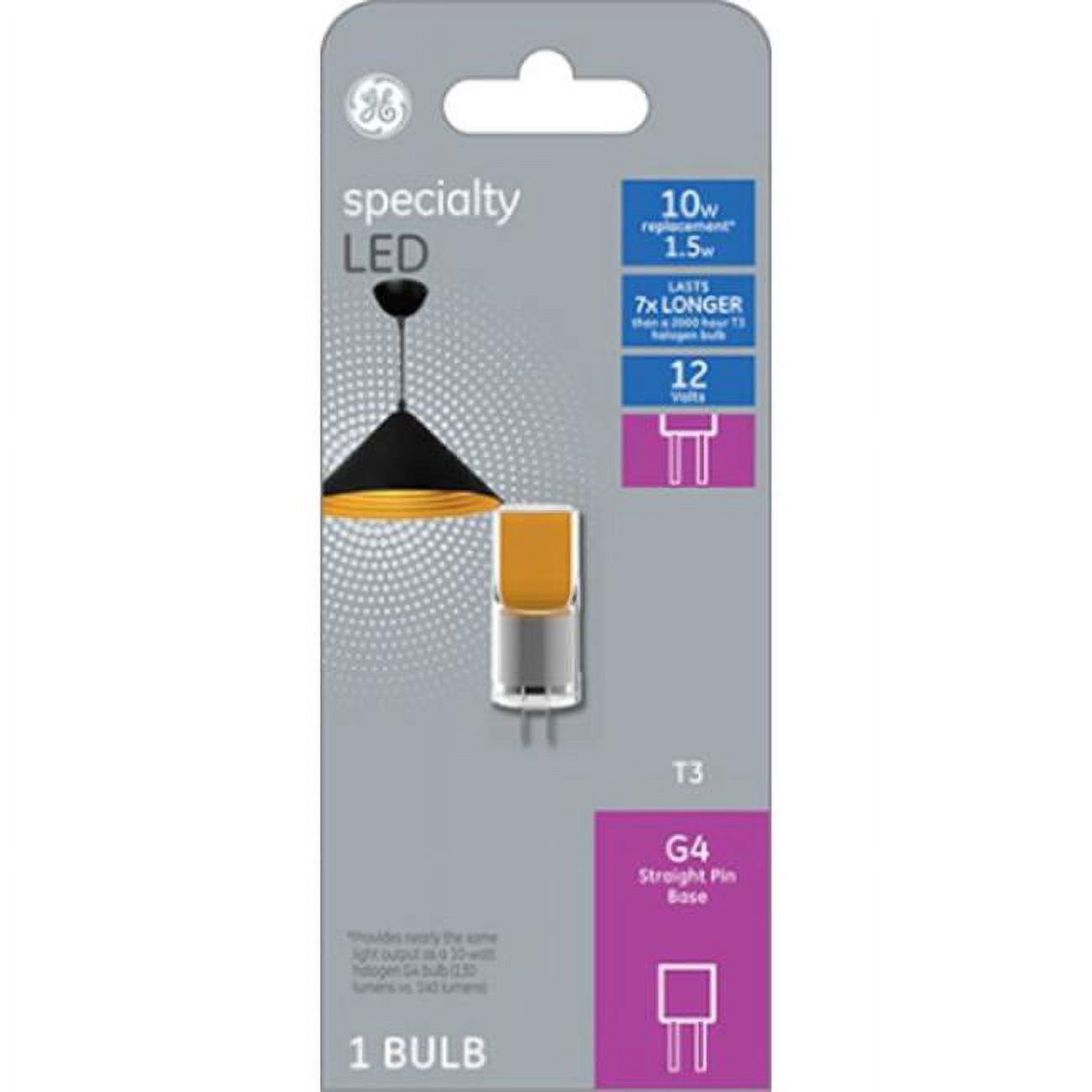 General Electric 93129189 Lampe de Bureau à Douille LED G4 avec Ampoule T3 1 W, Blanc Chaud