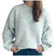 thumbnail image 1 of Besolor Sweaters for Women Fall Long Sleeve Casual Loose Knitted Solid Color Basic Pullover Sweater Tops, 1 of 5