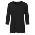 thumbnail image 4 of T-shirt d'Été pour Femmes à Col Roulé 3 pour Femmes, Manches 4, Col Rond, Spandex, Chemise à Manches Longues pour Femmes, Haut Ample à Imprimé Floral, T-Shirts, Tunique Décontractée en Lin, Tee, Blouse, 4 of 4