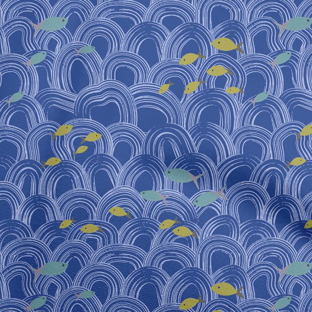 oneOone Tissu Jersey Coton Bleu Matériel de Robe de Mer Tissu Imprimé Tissu au Mètre 58 Pouces de Large
