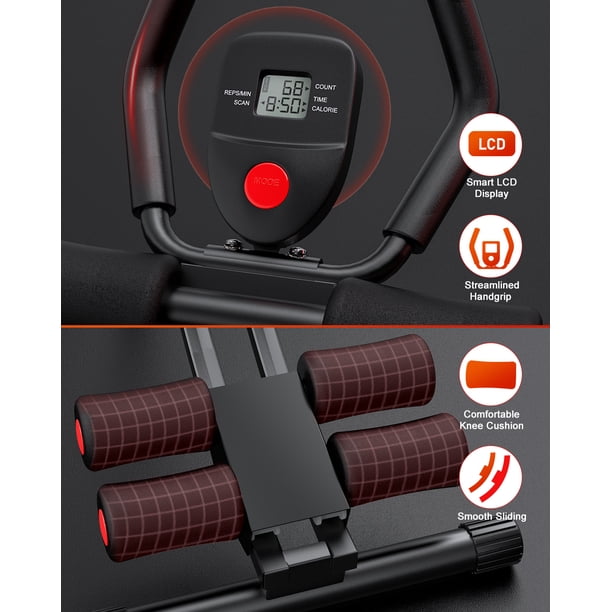 Appareil Abdominaux Pliable Avec écran LCD – 5 Hauteurs, 2 Inclinaisons, Résistance 100 Kg, Bandes élastiques