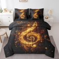 thumbnail image 1 of Ensemble de Literie Note de Musique en Sac 7 Pcs, Ensemble de Literie Thème Musique Mode Pailleté Étoilé, Couette Imprimée Sequins Dorés Néon Romantiques (Pas Réels) avec Drap-Housse, Drap Plat, Taie d'Oreiller, Housses d'Oreiller, Grand, 1 of 5