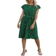 thumbnail image 4 of MesaSe Femmes Robes d'Été Boho Points Midi Manches Courtes Robe Décontractée avec Ceinture Vacances Robe de Soleil Noir XL, 4 of 5
