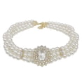 thumbnail image 1 of fastboy Collier Court Cristal Magnifique Intemporel Rétro Vintage Perle Choker Diamants Incrustation Est Étincelant Collier 1Set, 1 of 6