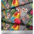 thumbnail image 2 of Soimoi Gray Silk Fabric Floral Tropical Bird Decor Fabric Printed BTY 44 Inch Wide, 2 of 3