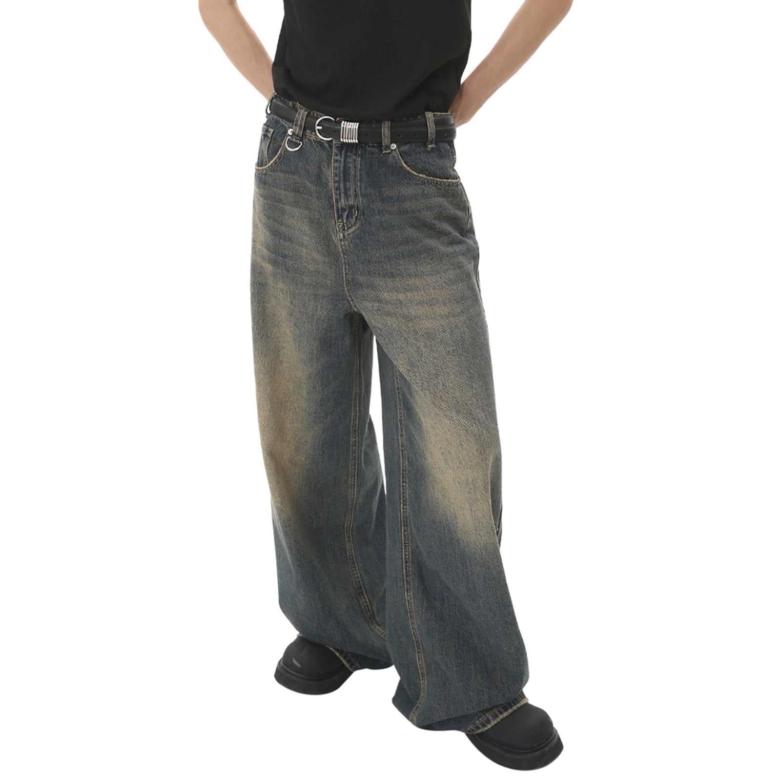 Baggy Jeans Men Men's Loose Flared Jeans 60S 70S Retro Denim Pants