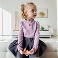 thumbnail image 2 of MIASHUI Hauts pour Enfants Filles Manches Longues T-Shirts à Volants Imprimé Blouse Décontractée, Violet, 2-3 Ans, 2 of 4