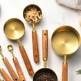 thumbnail image 3 of Measuring Spoons 4PCS Measuring Cups Set With Scale Stainless Steel Cup Measurements Set With Wood Handle Measuring Cups And Spoons Set For Cooking Baking，Easy To Clean And Store round Table Mats, 3 of 3