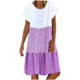 thumbnail image 1 of CHUANK Robes en Lin pour Femmes Été Grande Taille Manches Courtes Col en V Longueur Genou Robe Ample Décontractée Confortable Robe de Plage Soldes de Liquidation 2024, 1 of 7
