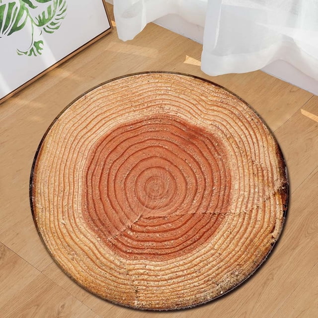 Tapis de Sol Rond à Grain de Bois pour la Maison, Tapis de Sol pour Enfants, Yoga, Revêtement de Pièce Rond