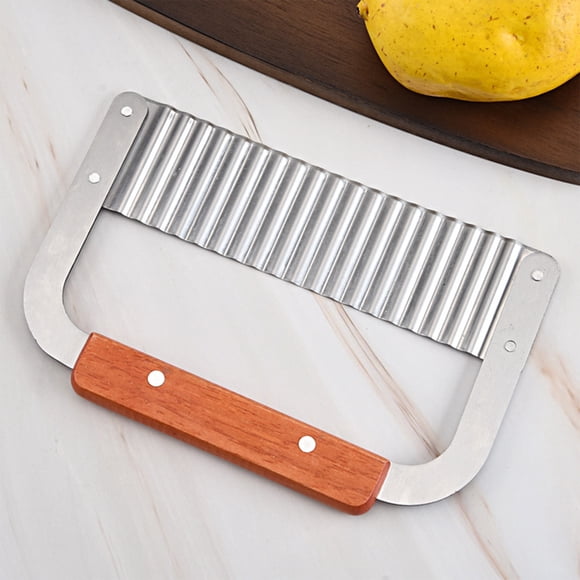 TIMIFIS Kitchen Gadgets Wooden Handle Wave Cutter Wooden Handle Cutter Potato Stainless Steel Multifunctional Wolf Tooth Potato Knife Kitchen & Dining
