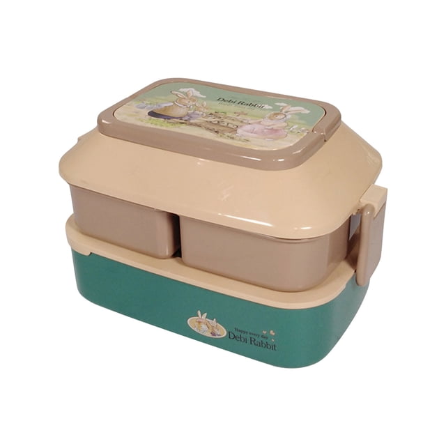 Renjiang Thermal Lunch Box Green Lunch Boxdouble Plastic Lunch Box Large Capacity Lunch Box Microwave Oven Adult Lunch Box Big Lunch Box for Men Hard Shell