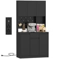 thumbnail image 1 of HOMCOM Armoire de Garde-Manger 71 Pouces, Armoire de Rangement avec Station de Recharge, Noir, 1 of 10