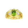 thumbnail image 1 of RYLOS Men's Rings Yellow Gold Plated Silver Rings Classic Designer Style 9X7MM Gemstone &  Diamond Ring Peridot August Birthstone Rings For Men, Size 12, 1 of 7