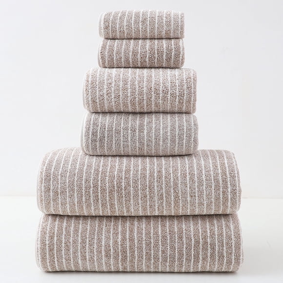 Ensemble de Serviettes, 6 Pcs, Comprend des Serviettes de Bain, des Serviettes à Main, des Débarbouillettes, Doux, Absorbant, Tissu Éponge, avec Matériau à Séchage Rapide, 75x35x1 cm pour Salle de Bain, Voyage