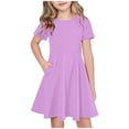 thumbnail image 2 of NTACZA Robe à Manches Courtes pour Filles, Robe T-Shirt Midi Décontractée, Robes T-Shirt pour Préados, Fluide et Ample, Robe de Plage 11 Ans, 2 of 7