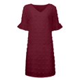 thumbnail image 5 of Robe d'Été pour Femmes 2024 Mode Grande Taille Robe Unie à Col en V en Mousseline à Pois à Manches Courtes à Col en V Rabais de 50 % Liquidation!, 5 of 5