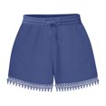 thumbnail image 1 of FAIWAD Women‘s Lace Trim Shorts Elastic Waist Short Pants with Pockets Drawstring Sports Solid Color Shorts, 1 of 5