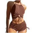 thumbnail image 2 of Cameland Women Solid-Color Split Body Sexy Backless Bikini Swimsuit Set, 2 of 5