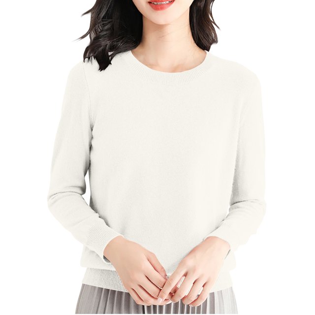 Yuyuzo Long Sleeve Shirts for Women Crewneck Ribbed Knit Sweater Tops Solid Color Loose Pullover