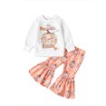 thumbnail image 1 of Gupgi 0-3Y Baby Girl Pumpkin OutfitS Fall Sweatshirts Flower Flare Pants 2Pcs Clothes Set, 1 of 9