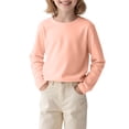 thumbnail image 2 of Kids' Solid Color Long Sleeve Round Neck Top - Comfortable Polyester Spandex Blend for Daily Wear, Travel, and Parties, 2 of 7