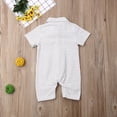 thumbnail image 3 of Newborn Baby Boy Gentleman Short Sleeve Button Down Bow Tie Striped Romper, 3 of 6
