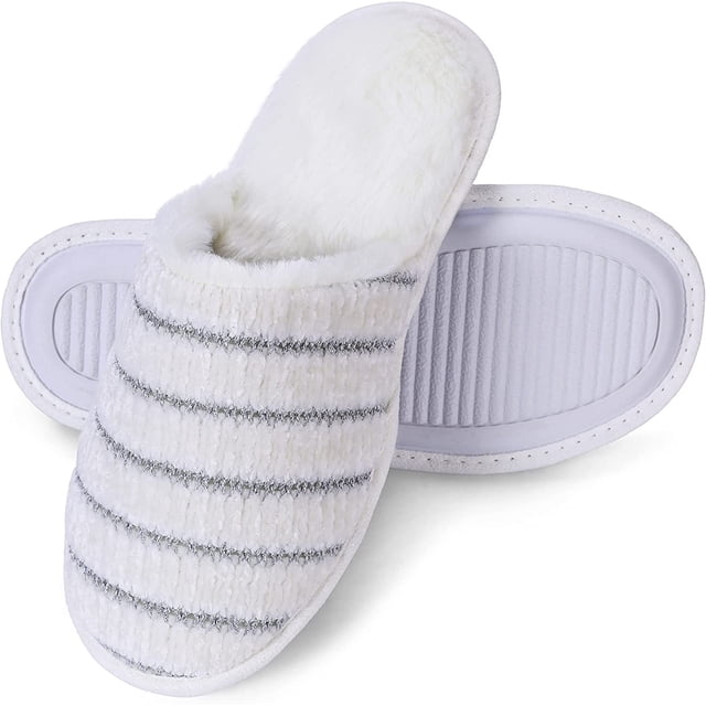 ROXONI Pantoufle pour Femmes Confortable en Mousse Mémoire, Semelle en Caoutchouc pour Intérieur et Extérieur