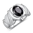 thumbnail image 3 of RYLOS Bagues pour Femmes Bague en Argent Sterling Solitaire Pierre Précieuse Ovale 9x7 mm avec Anneau Fini Satin Onyx d'Octobre Bijoux Taille 9, 3 of 7