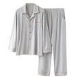 thumbnail image 2 of Gift TIMIFIS Mens Pajama Set Soft Long Sleeve Pajamas for men Lightweight Button Up Sleepwear Lounge Pjs Set With Pockets pring/Summer, 2 of 3