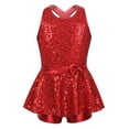 thumbnail image 1 of Miaeowve Justaucorps à Paillettes Brillantes pour Filles, Jupe Croisée dans le Dos, Robe de Danse Ballet pour Danse Jazz Moderne, Rouge 10, 1 of 7