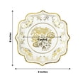 thumbnail image 3 of CUITING 25 Pack White Pink Paper Dessert Plates in Damask Floral Pattern  8” Round Disposable Salad Appetizer Plates with Scalloped Rims - 300 GSM, 3 of 11