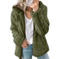 thumbnail image 1 of Innerwin Veste Unie pour Femmes Automne à Manches Longues avec Capuche Vert Armée m, 1 of 5