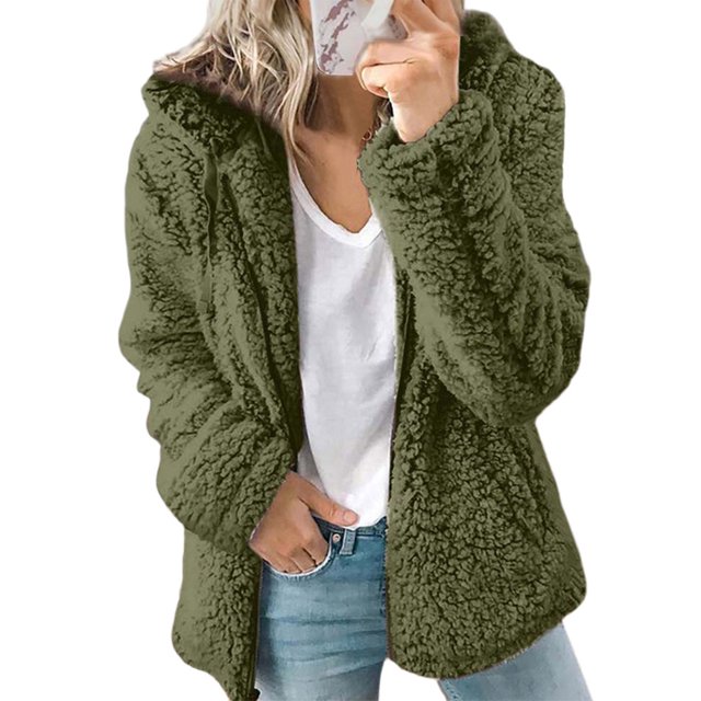 Innerwin Veste Unie pour Femmes Automne à Manches Longues avec Capuche Vert Armée m