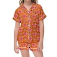 thumbnail image 1 of Satin Pajama Set for Girls Comfortable Two Piece Loungewear with Classic Button Down Design and Soft Short Sleeves, 1 of 3
